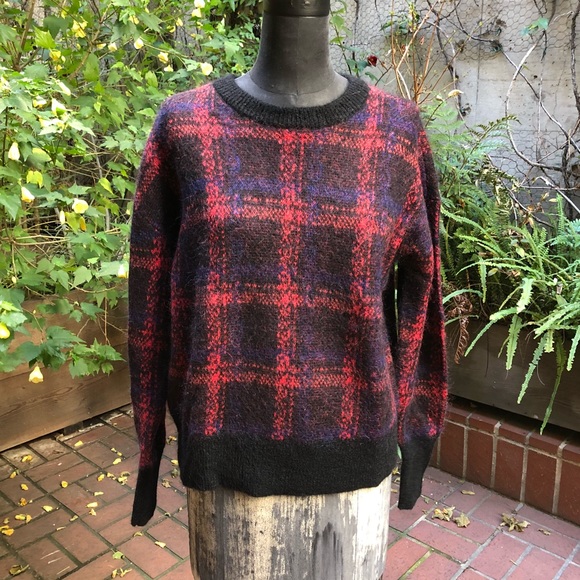 NWOT Current Elliott Plaid Wool Sweater - Picture 2 of 5